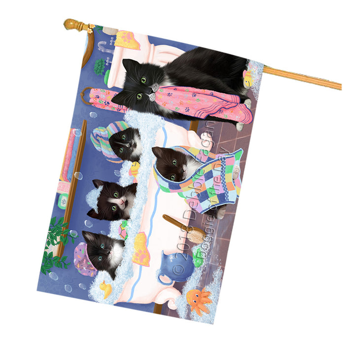 Rub A Dub Dogs In A Tub Tuxedo Cats House Flag FLG57515