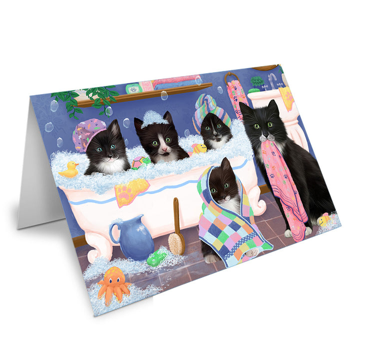 Rub A Dub Dogs In A Tub Tuxedo Cats Handmade Artwork Assorted Pets Greeting Cards and Note Cards with Envelopes for All Occasions and Holiday Seasons GCD75008