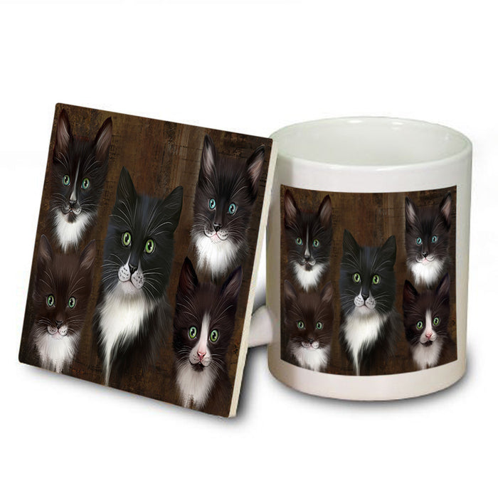Rustic 5 Tuxedo Cat Mug and Coaster Set MUC54143