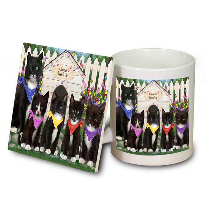 Spring Dog House Tuxedo Cats Mug and Coaster Set MUC52155