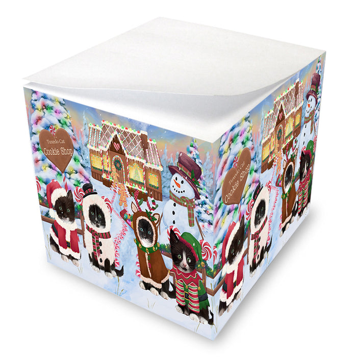 Holiday Gingerbread Cookie Shop Tuxedo Cats Note Cube NOC54700