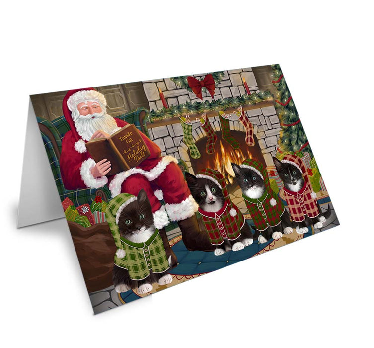 Christmas Cozy Holiday Tails Tuxedo Cats Handmade Artwork Assorted Pets Greeting Cards and Note Cards with Envelopes for All Occasions and Holiday Seasons GCD70703