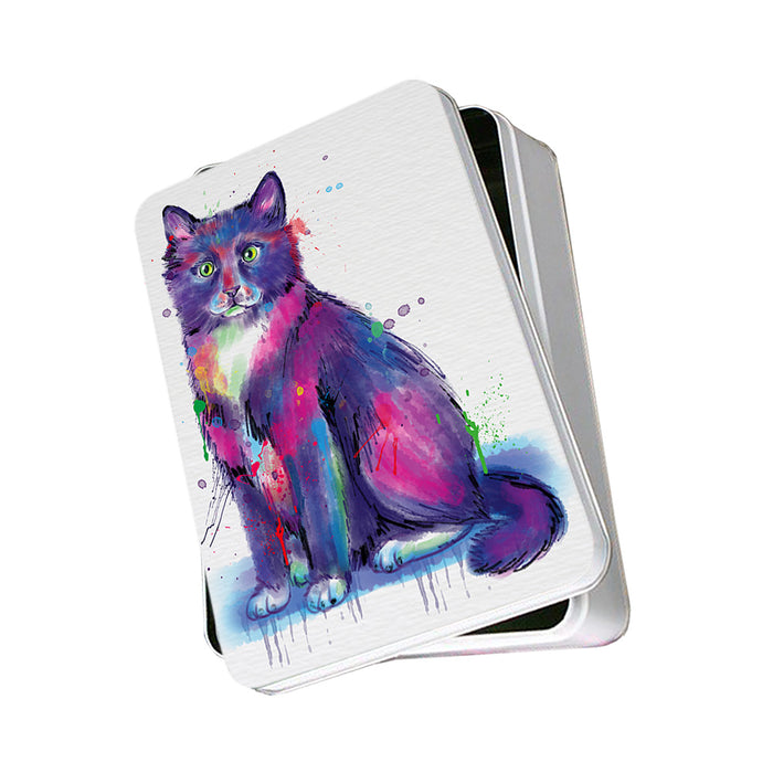 Watercolor Tuxedo Cat Photo Storage Tin PITN57055
