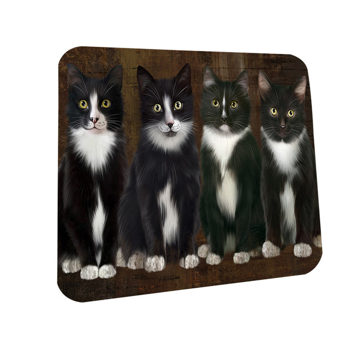 Rustic 4 Tuxedo Cats Coasters Set of 4 CST54331
