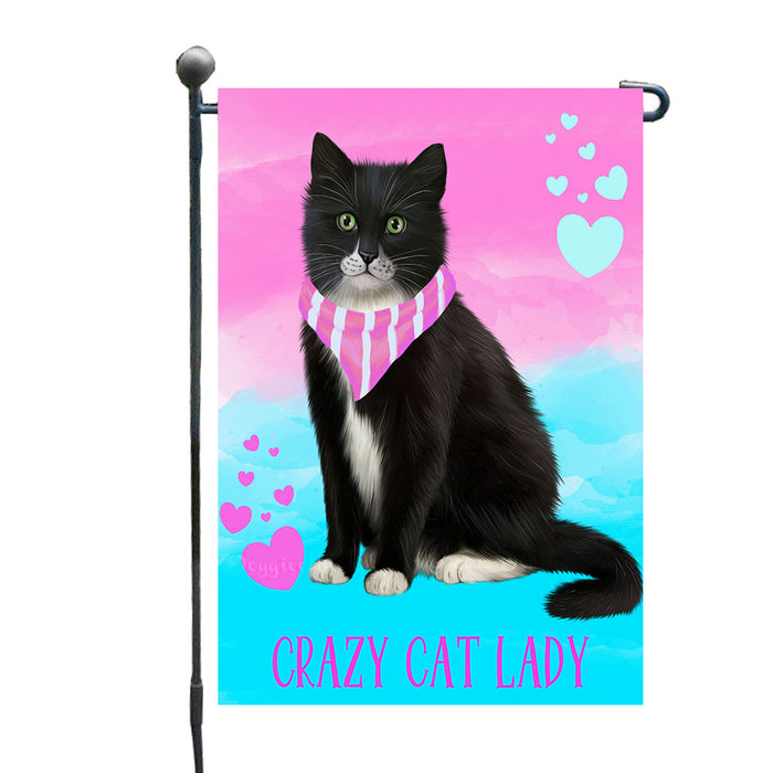Two Tone Hearts Tuxedo Cats Garden Flags- Outdoor Double Sided Garden Yard Porch Lawn Spring Decorative Vertical Home Flags 12 1/2"w x 18"h