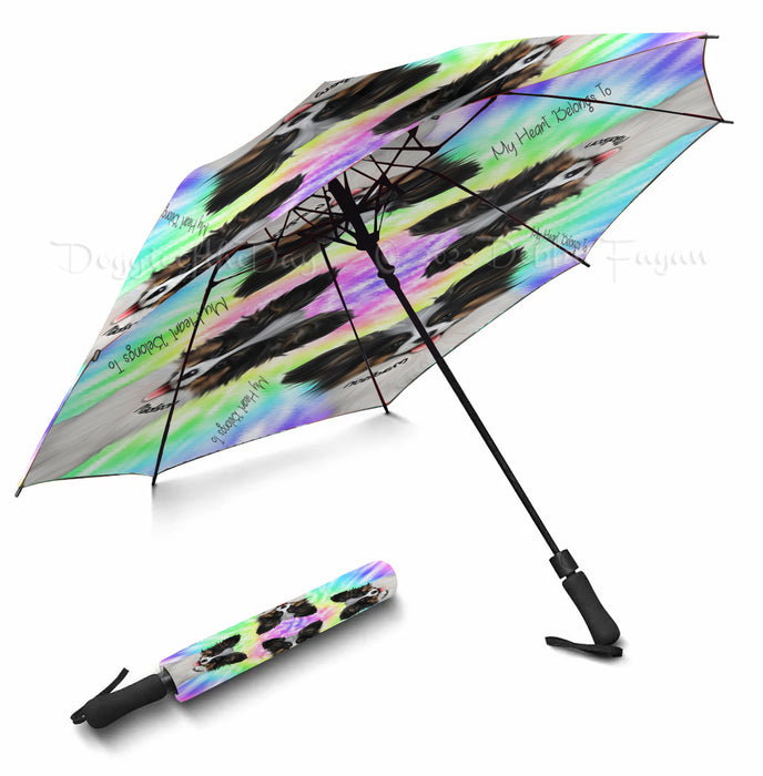 Custom Add Your Photo Here PET Dog Cat Photos on Tie Dye Semi-Automatic Foldable Umbrella