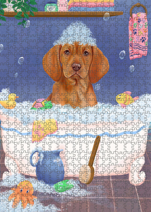 Rub A Dub Dog In A Tub Vizsla Dog Portrait Jigsaw Puzzle for Adults Animal Interlocking Puzzle Game Unique Gift for Dog Lover's with Metal Tin Box PZL383