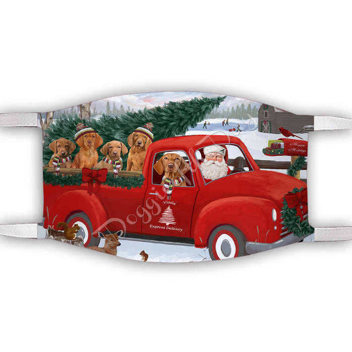 Christmas Santa Express Delivery Red Truck Vizsla Dogs Face Mask FM48484