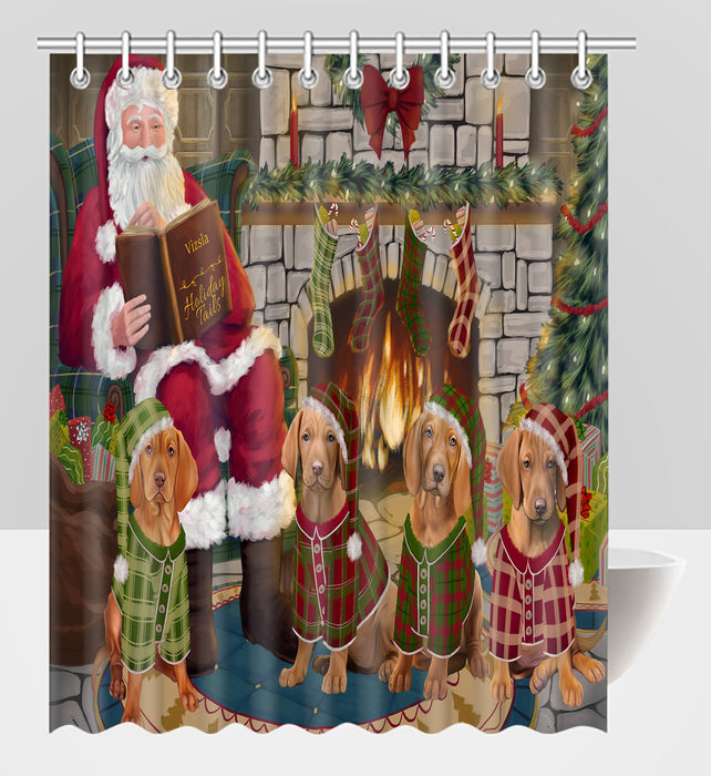 Christmas Cozy Holiday Fire Tails Vizsla Dogs Shower Curtain
