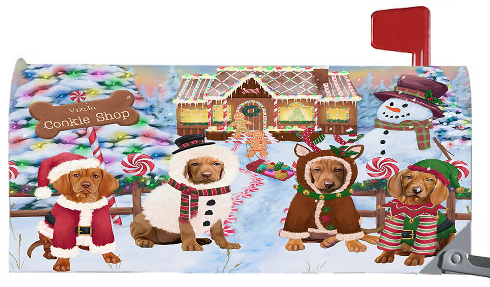 Christmas Holiday Gingerbread Cookie Shop Vizsla Dogs 6.5 x 19 Inches Magnetic Mailbox Cover Post Box Cover Wraps Garden Yard Décor MBC49035