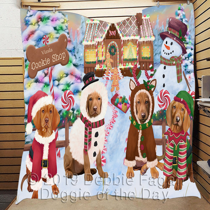 Holiday Gingerbread Cookie Vizsla Dogs Quilt