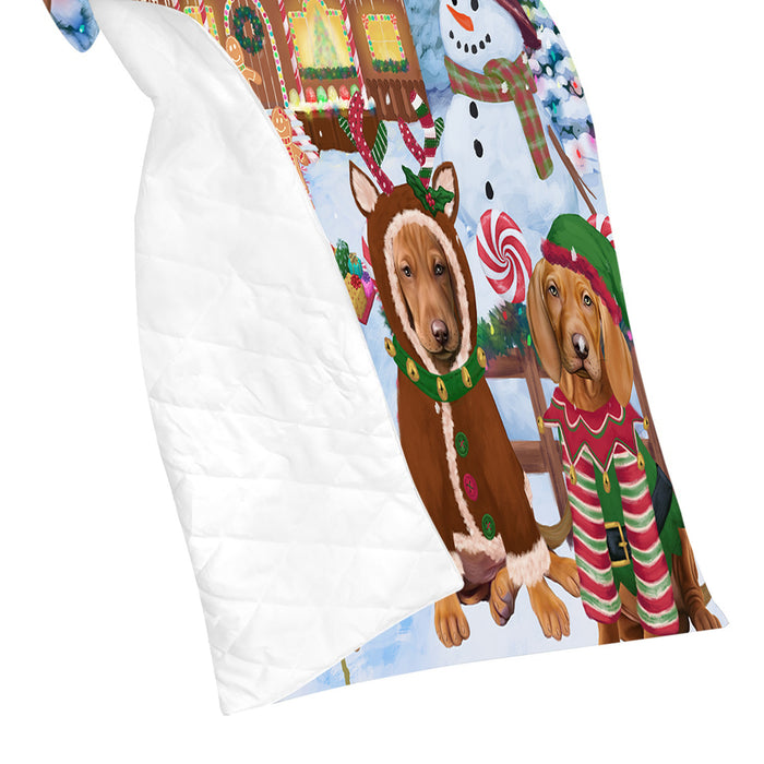 Holiday Gingerbread Cookie Vizsla Dogs Quilt