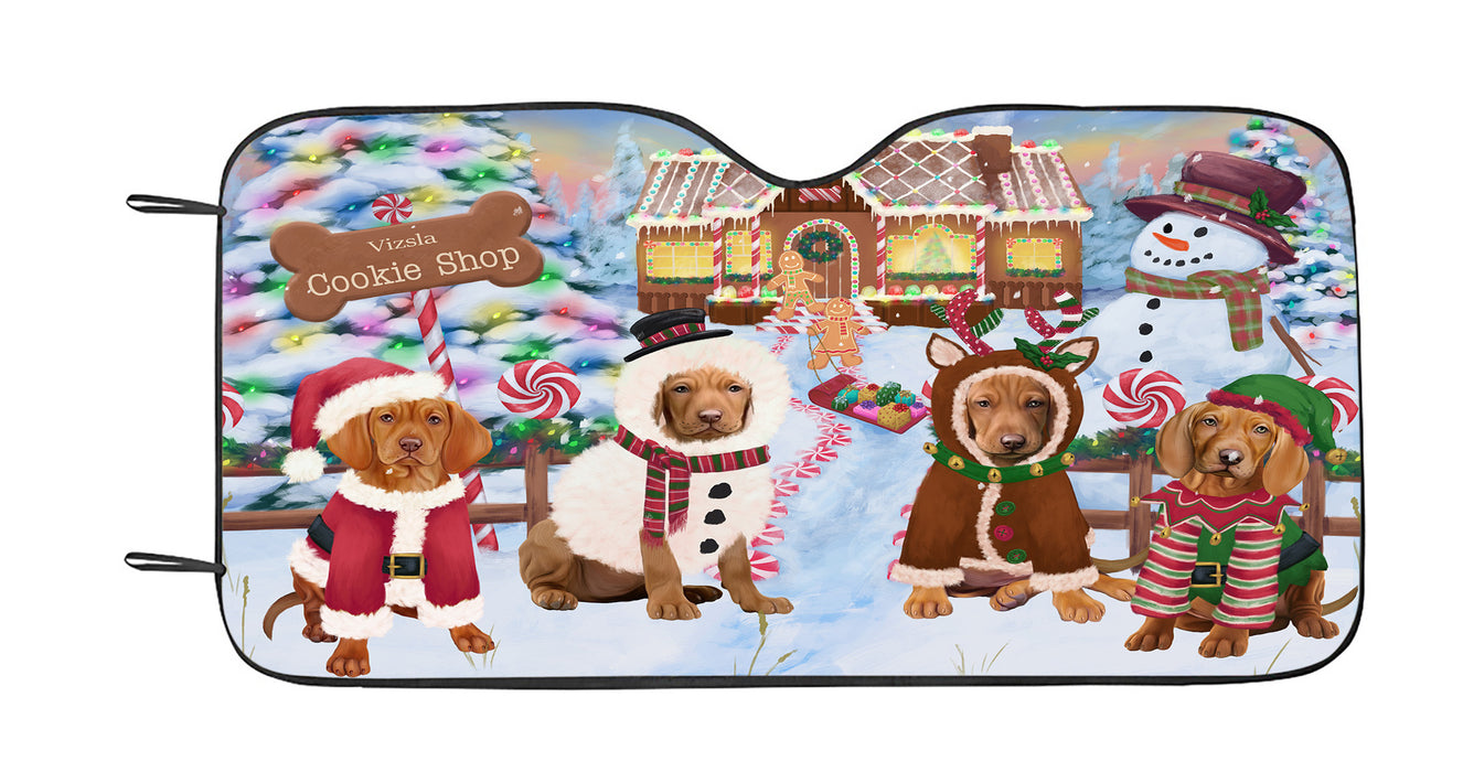Holiday Gingerbread Cookie Vizsla Dogs Car Sun Shade
