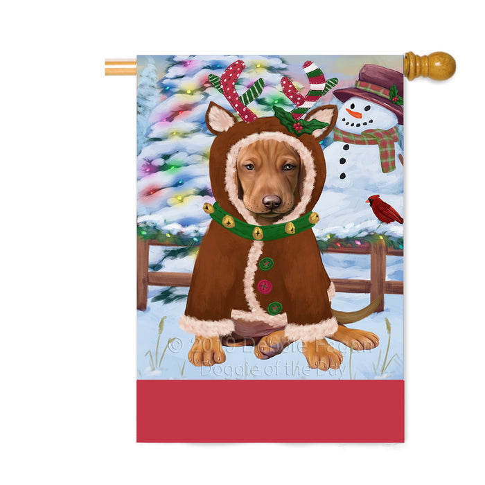 Personalized Gingerbread Candyfest Vizsla Dog Custom House Flag FLG63998