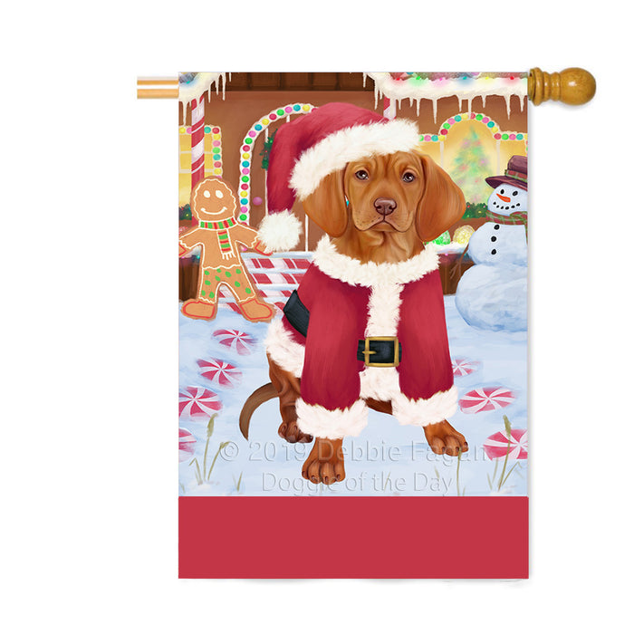 Personalized Gingerbread Candyfest Vizsla Dog Custom House Flag FLG63999