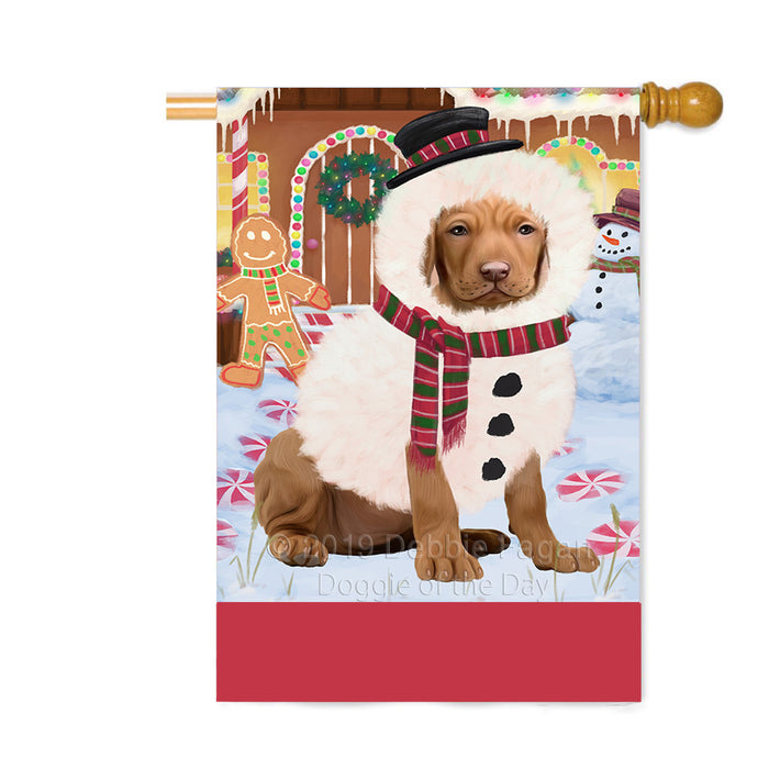 Personalized Gingerbread Candyfest Vizsla Dog Custom House Flag FLG64000