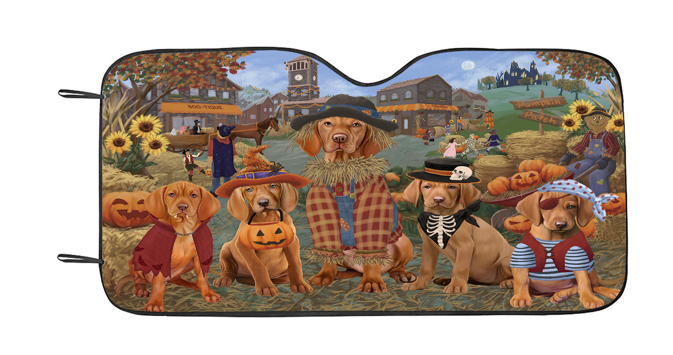 Halloween 'Round Town Vizsla Dogs Car Sun Shade