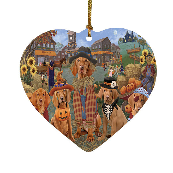 Halloween 'Round Town Vizsla Dogs Heart Christmas Ornament HPOR57713