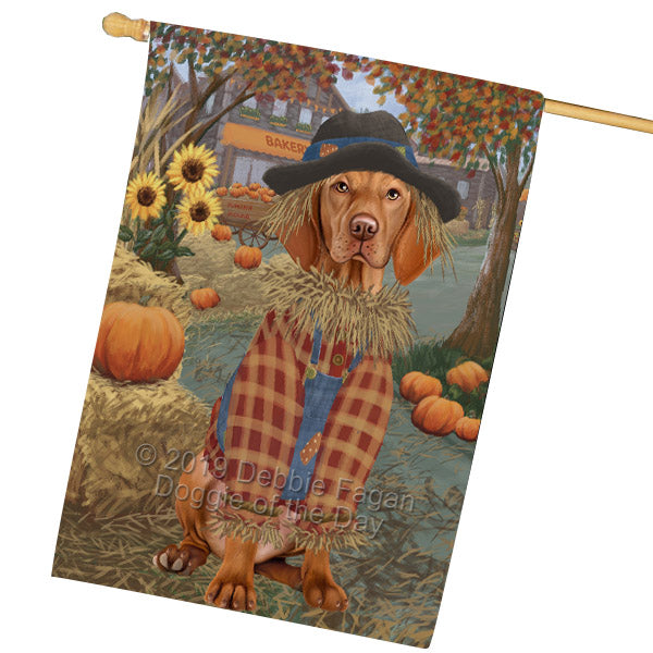 Fall Pumpkin Scarecrow Vizsla Dogs House Flag FLG65986