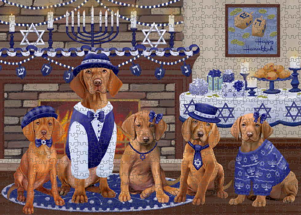 Happy Hanukkah Family Vizsla Dogs Puzzle  PUZL98940