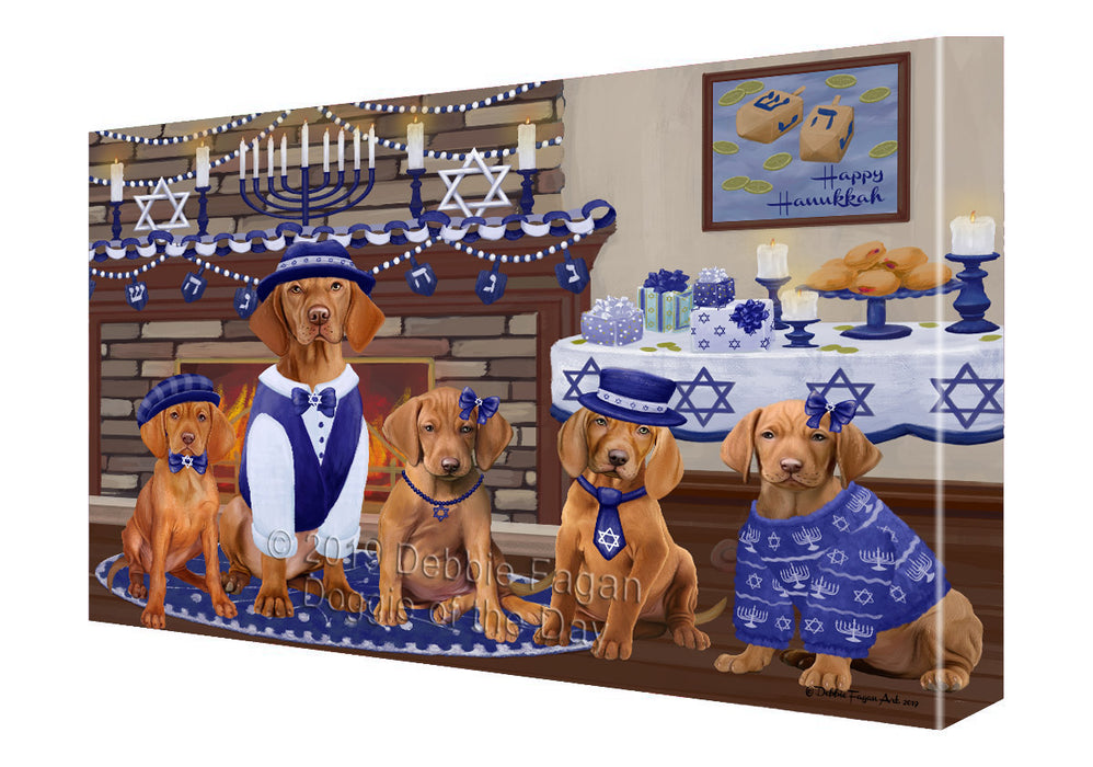 Happy Hanukkah Family Vizsla Dogs Canvas Print Wall Art Décor CVS144350