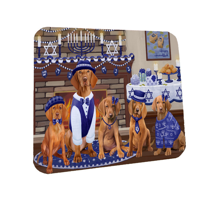 Happy Hanukkah Family Vizsla Dogs Coasters Set of 4 CSTA57887