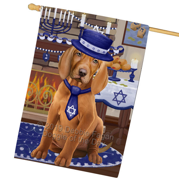 Happy Hanukkah Vizsla Dog House Flag FLG66016