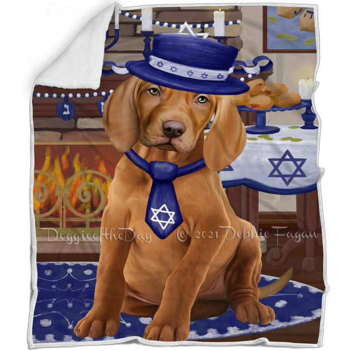 Happy Hanukkah Vizsla Dog Blanket BLNKT144066