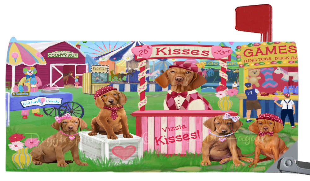 Carnival Kissing Booth Vizsla Dogs Magnetic Mailbox Cover Both Sides Pet Theme Printed Decorative Letter Box Wrap Case Postbox Thick Magnetic Vinyl Material