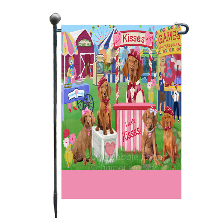 Personalized Carnival Kissing Booth Vizsla Dogs Custom Garden Flag GFLG64326