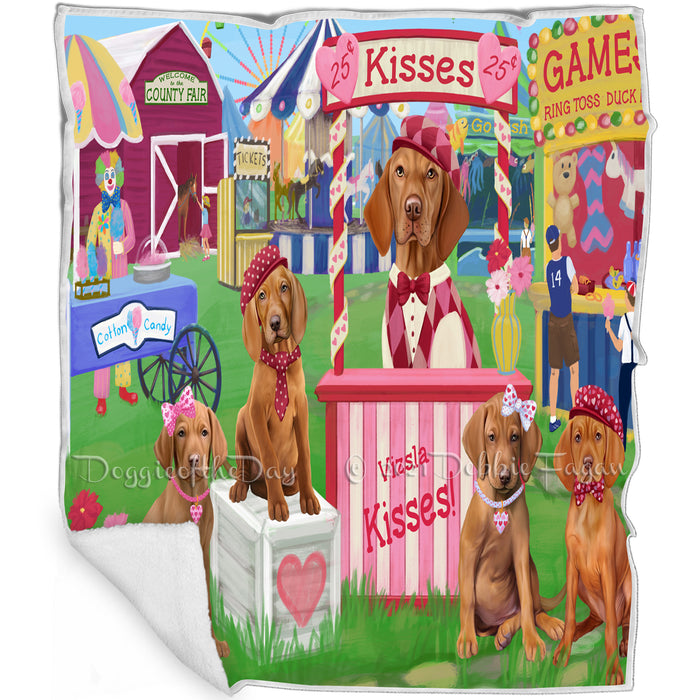 Carnival Kissing Booth Vizslas Dog Blanket BLNKT123843