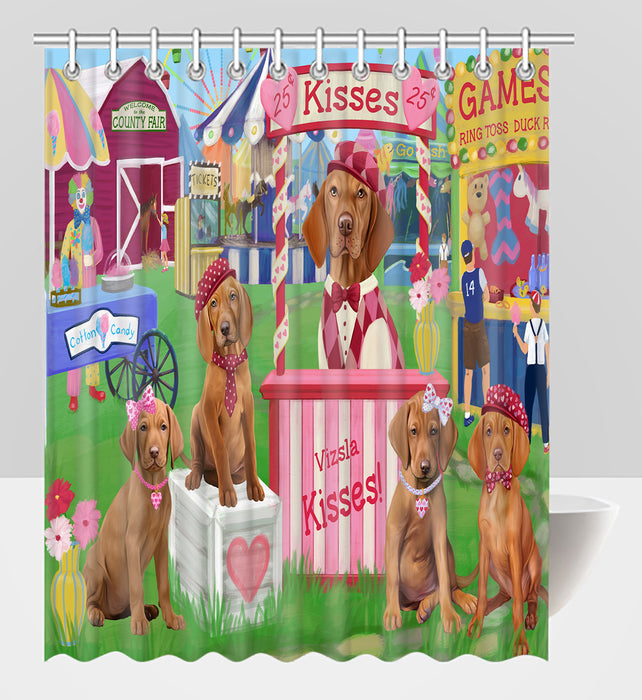 Carnival Kissing Booth Vizsla Dogs Shower Curtain