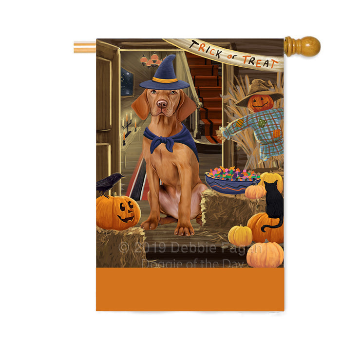 Personalized Enter at Own Risk Trick or Treat Halloween Vizsla Dog Custom House Flag FLG-DOTD-A59816