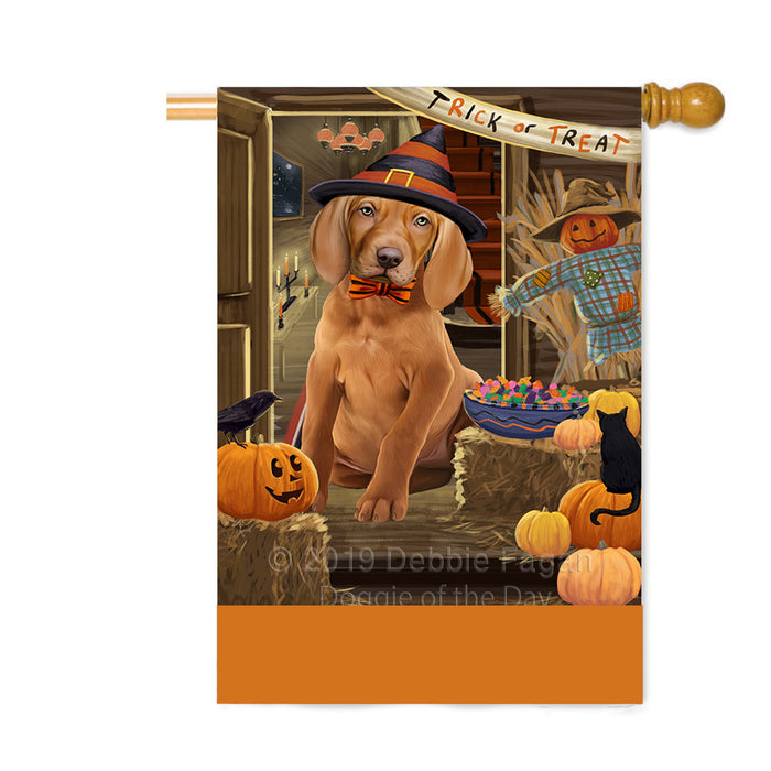 Personalized Enter at Own Risk Trick or Treat Halloween Vizsla Dog Custom House Flag FLG-DOTD-A59818