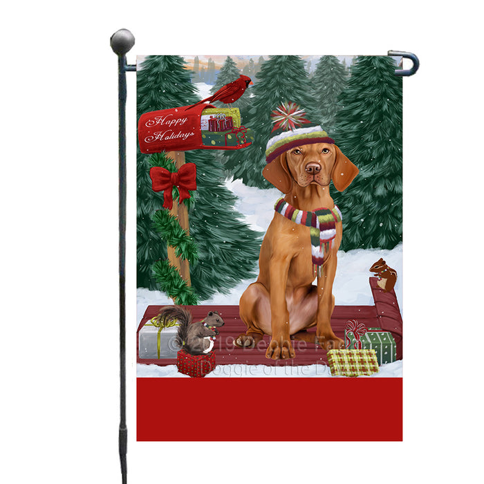 Personalized Merry Christmas Woodland Sled  Vizsla Dog Custom Garden Flags GFLG-DOTD-A61719