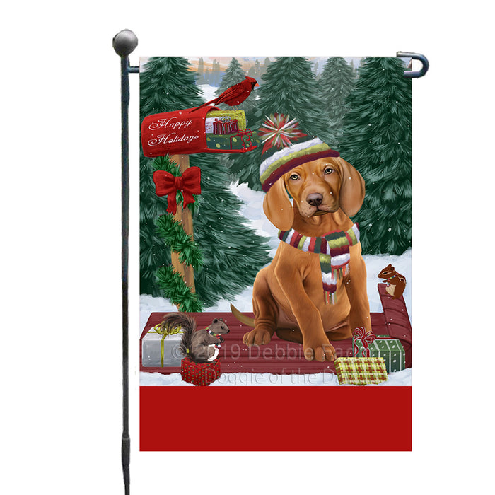 Personalized Merry Christmas Woodland Sled  Vizsla Dog Custom Garden Flags GFLG-DOTD-A61720