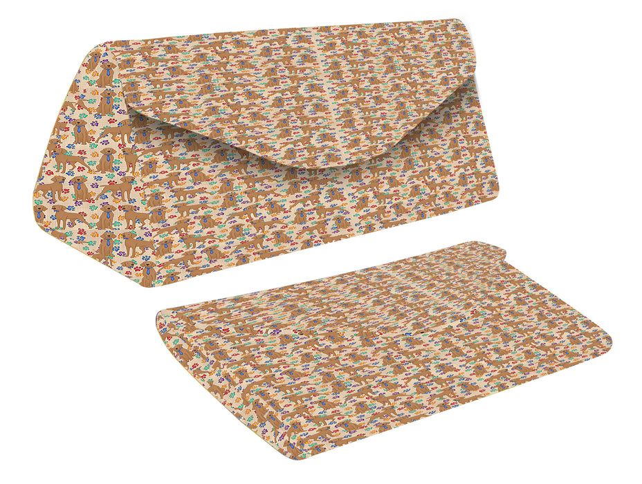 Rainbow Paw Print Vizsla Dogs Blue Foldable Glasses Case