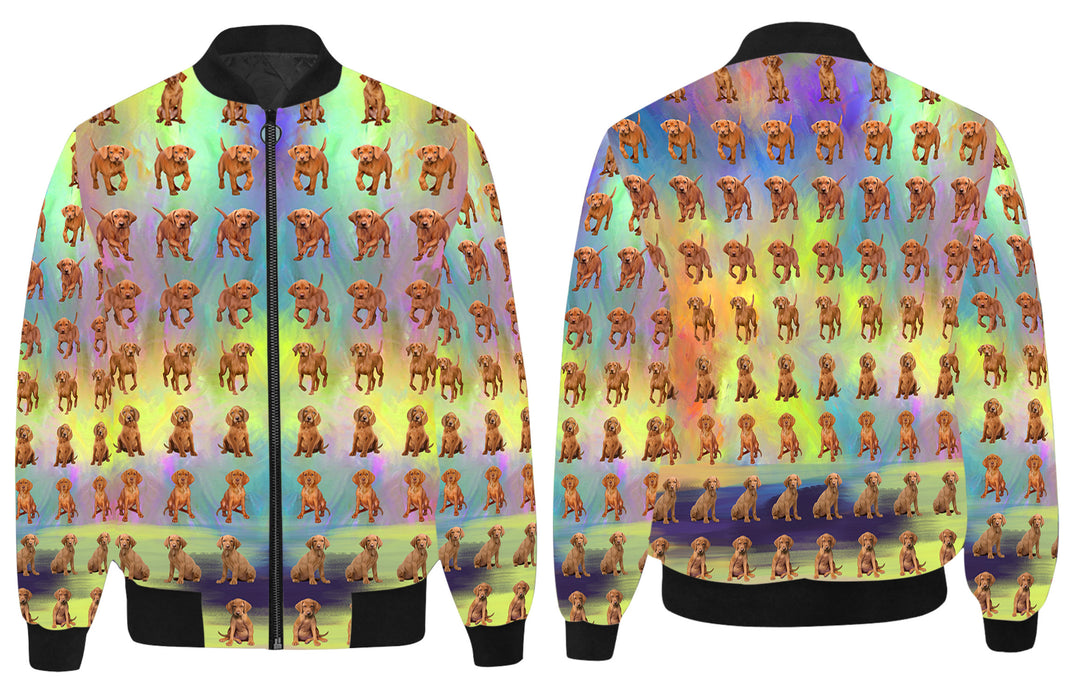 Paradise Wave Vizsla Dogs All Over Print Quilted Bomber Men's Jacket