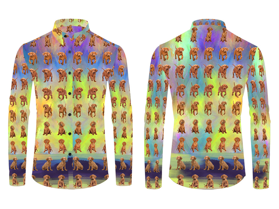 Paradise Wave Vizsla Dogs All Over Print Casual Dress Men's Shirt