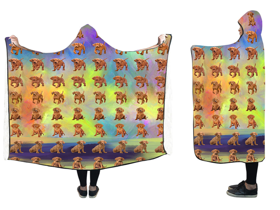 Paradise Wave Vizsla Dogs  Hooded Blanket 50"x40"