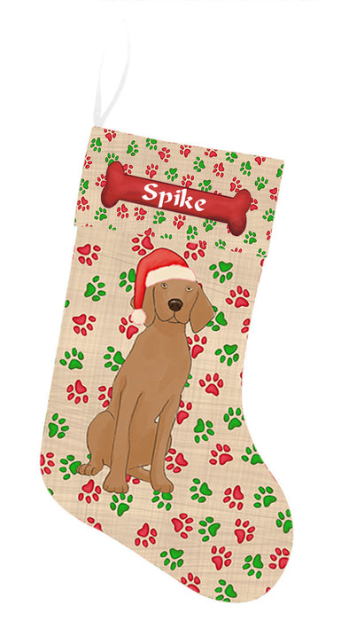 Pet Name Personalized Christmas Paw Print Vizsla Dogs Stocking