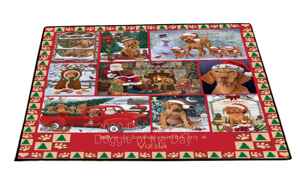 Love is Being Owned Christmas Vizsla Dogs Floormat FLMS54970