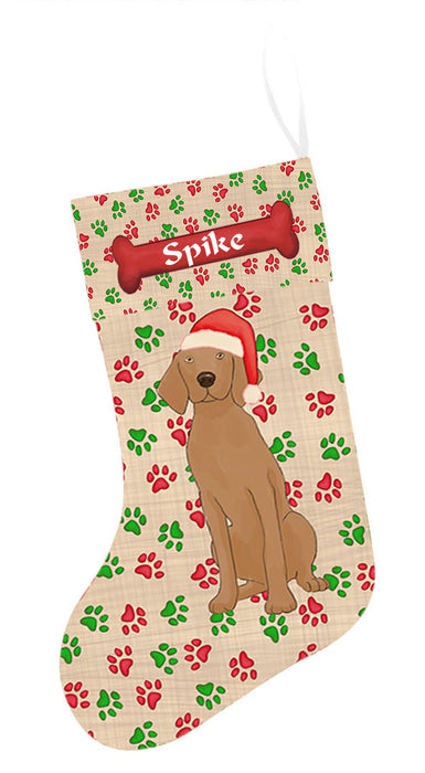 Pet Name Personalized Christmas Paw Print Vizsla Dogs Stocking