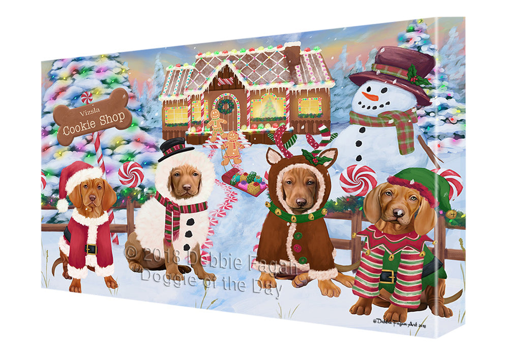 Holiday Gingerbread Cookie Shop Vizslas Dog Canvas Print Wall Art Décor CVS131885