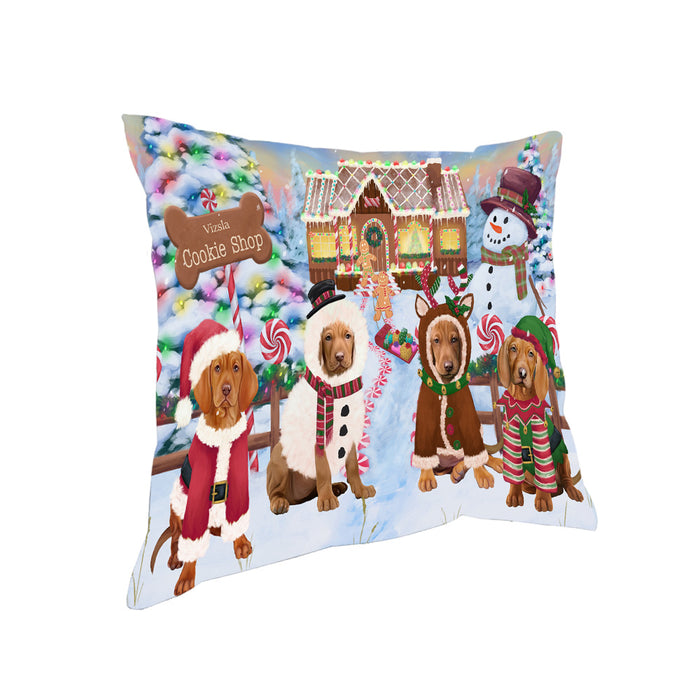 Holiday Gingerbread Cookie Shop Vizslas Dog Pillow PIL80808