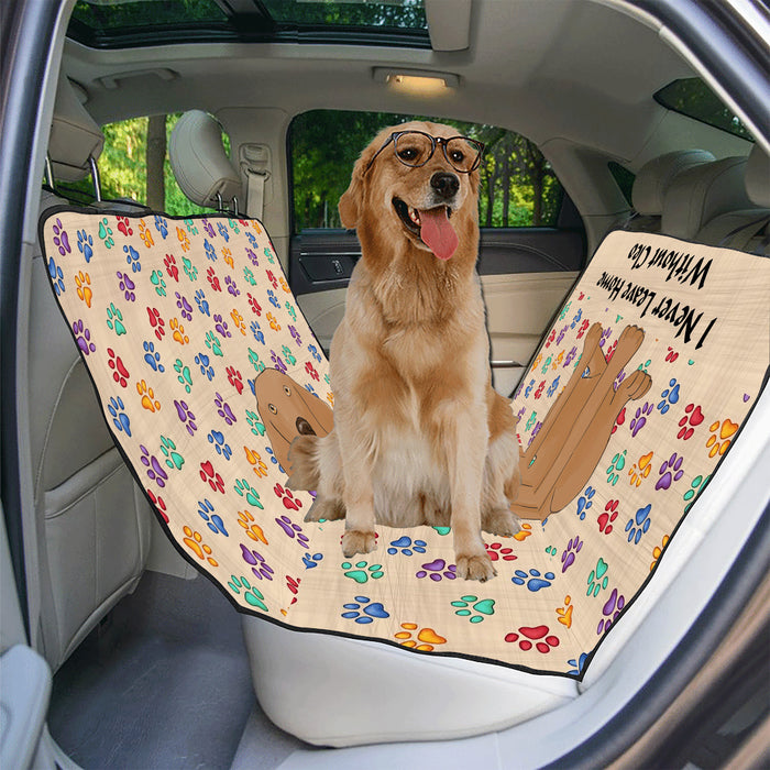 Personalized I Never Leave Home Paw Print Vizsla Dogs Pet Back Car Seat Cover