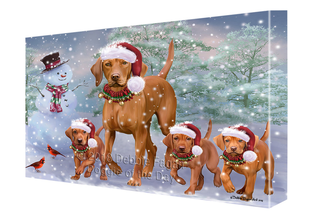 Christmas Running Family Vizslas Dog Canvas Print Wall Art Décor CVS132011