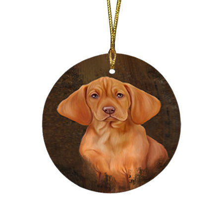 Rustic Vizsla Dog Round Flat Christmas Ornament RFPOR54489
