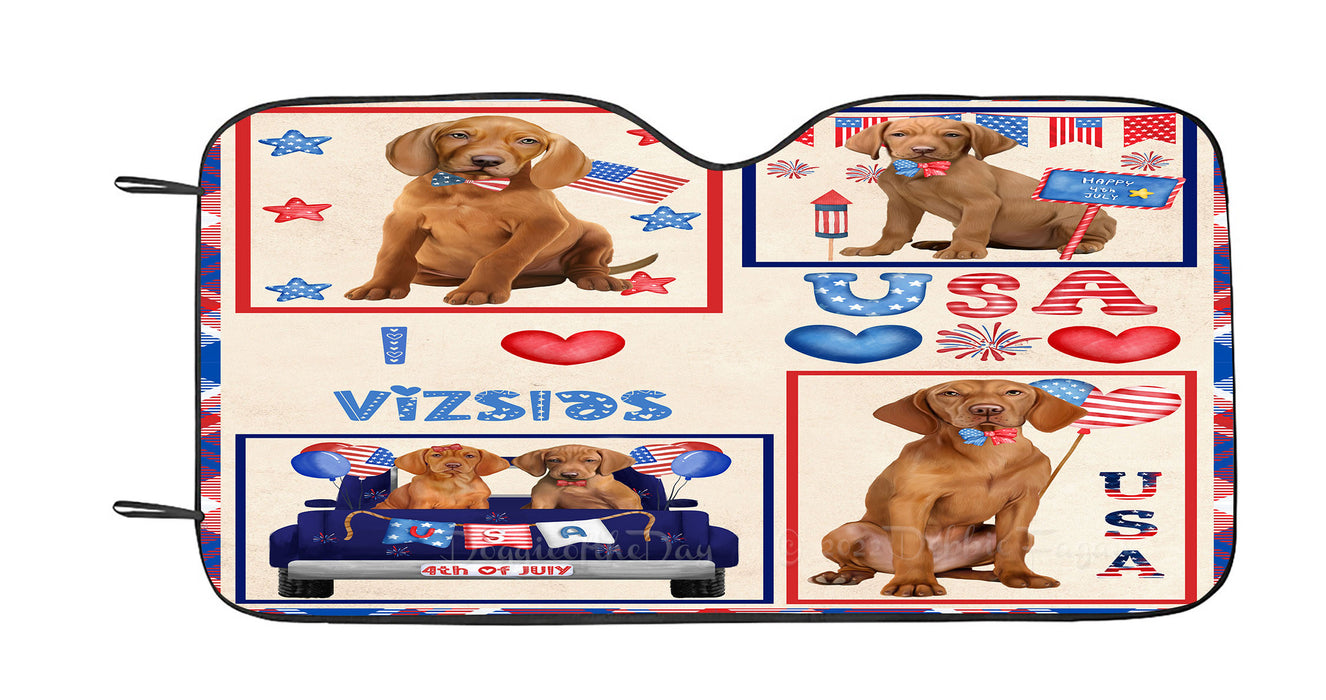 4th of July Independence Day I Love USA Vizsla Dogs Car Sun Shade Cover Curtain