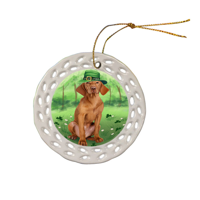 St. Patricks Day Irish Portrait Vizsla Dog Ceramic Doily Ornament DPOR49422